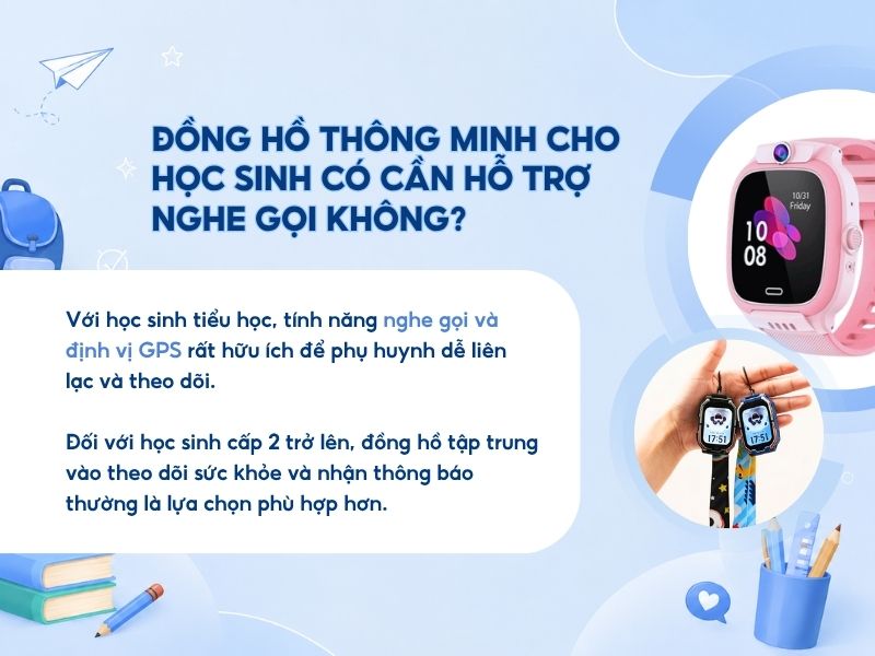 Đồng hồ thông minh cho học sinh có cần hỗ trợ nghe gọi không? 