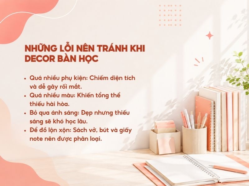 Những lỗi nên tránh khi decor bàn học