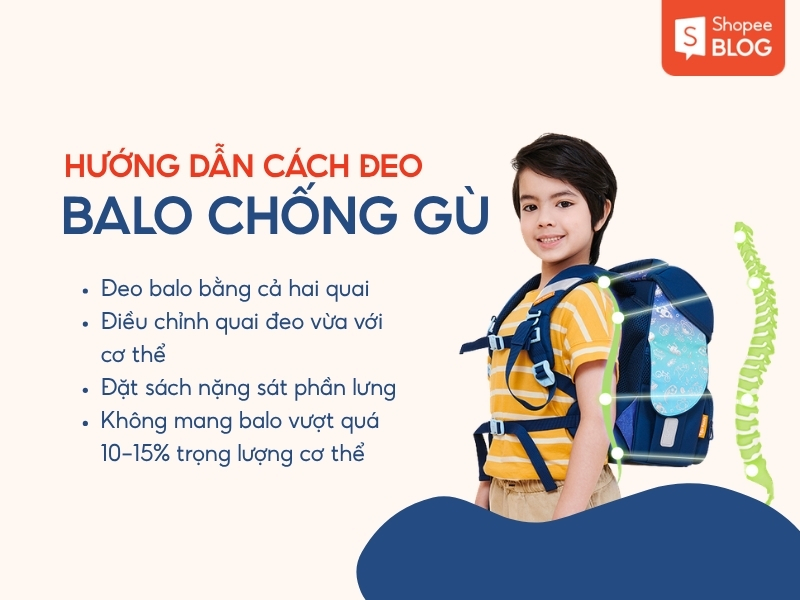 Hướng dẫn đeo balo chống gù đúng cách