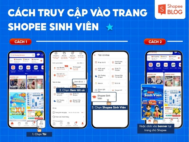 Cách truy cập vào trang Shopee Sinh Viên