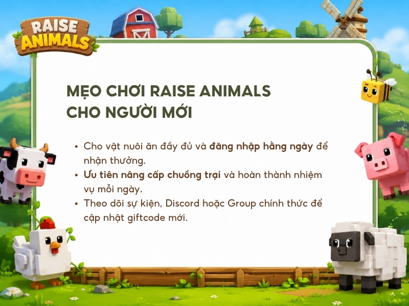 Mẹo chơi Raise Animals cho người mới.