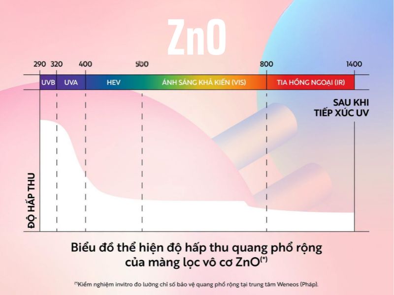 Biểu đồ hấp thu quang phổ rộng ZnO Cocoon