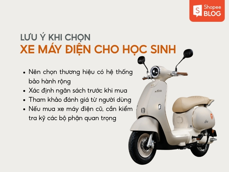 Lưu ý chọn xe máy điện cho học sinh