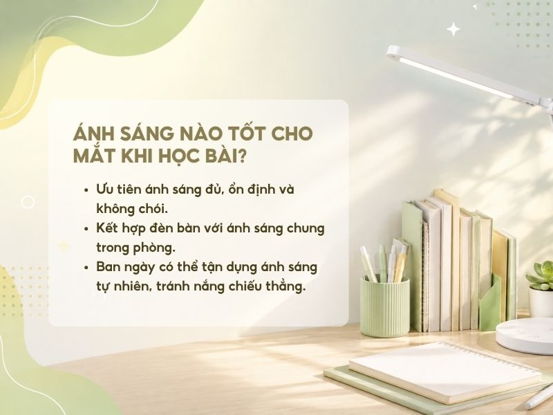 Ánh sáng nào tốt cho mắt khi học bài? 