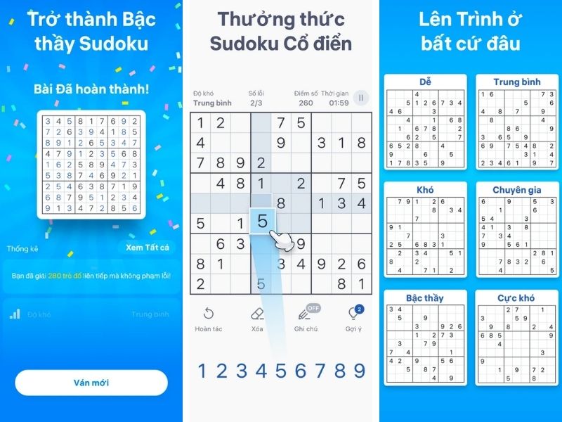 Top game offline trên điện thoại Sudoku.com