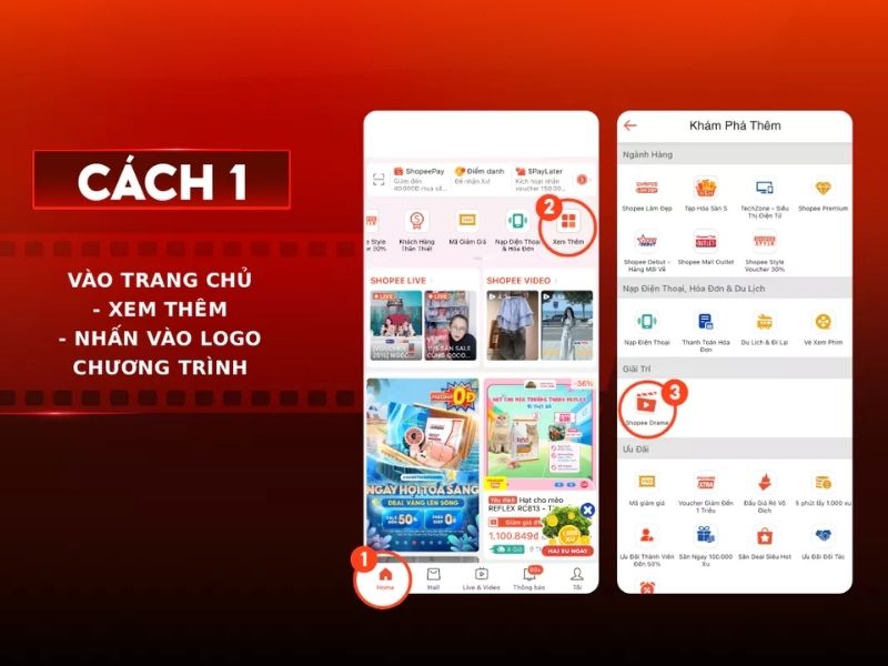 Hướng dẫn vào Shopee Drama