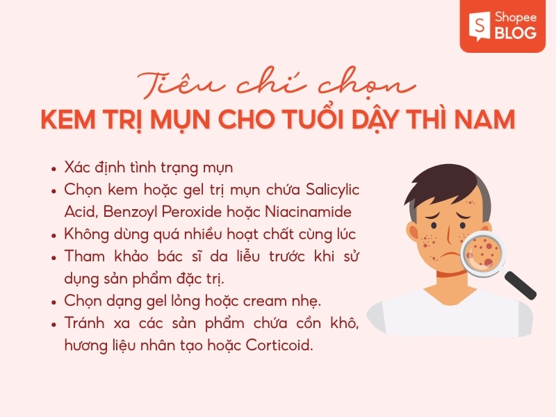 Tiêu chí chọn kem trị mụn cho tuổi dậy thì nam