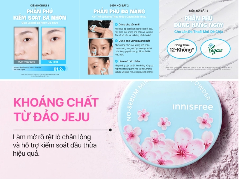 phấn phủ dạng bột Innisfree No-Sebum Mineral Powder