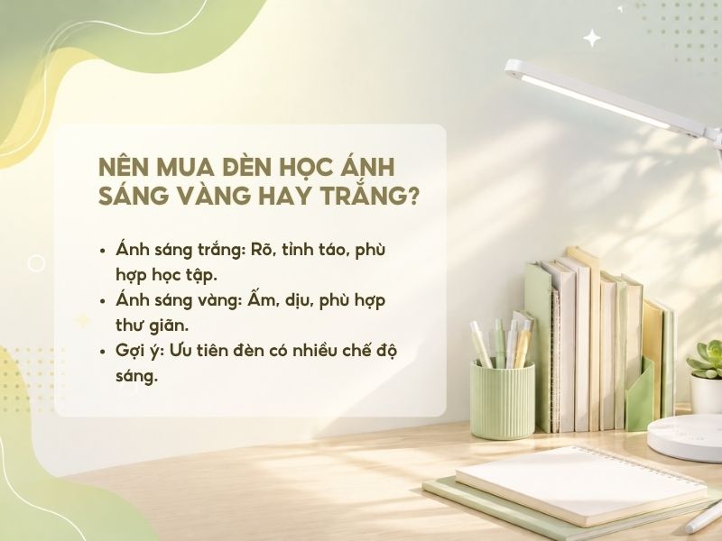 Nên mua đèn học ánh sáng vàng hay trắng? 