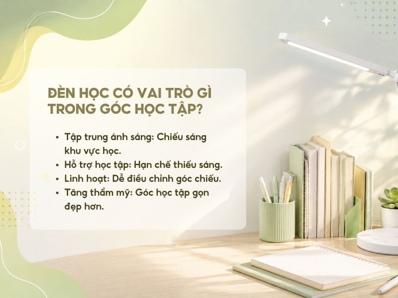Đèn học có vai trò gì trong góc học tập? 