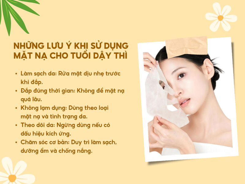 Những lưu ý khi sử dụng mặt nạ cho tuổi dậy thì