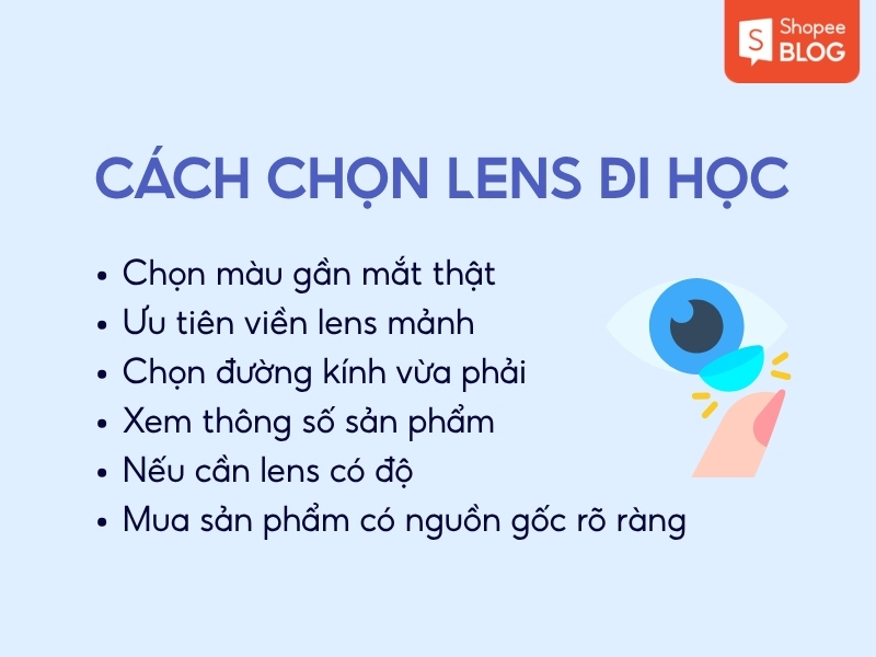 cách chọn màu lens tự nhiên đi học