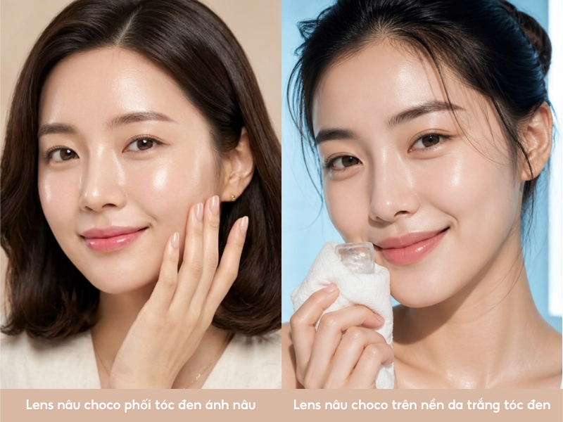 Lens màu nâu choco tự nhiên đi học
