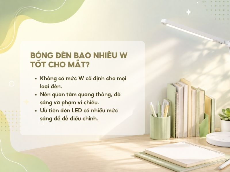 Bóng đèn bao nhiêu W tốt cho mắt?
