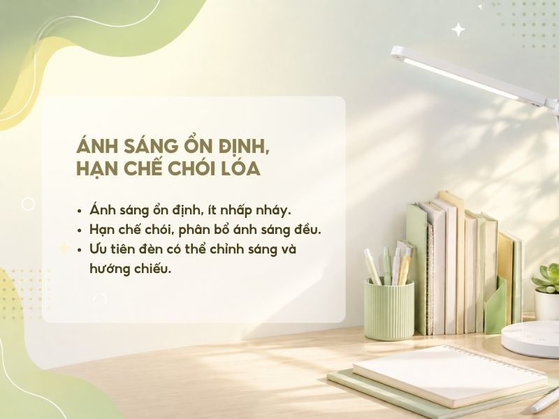 Ánh sáng ổn định, hạn chế chói lóa