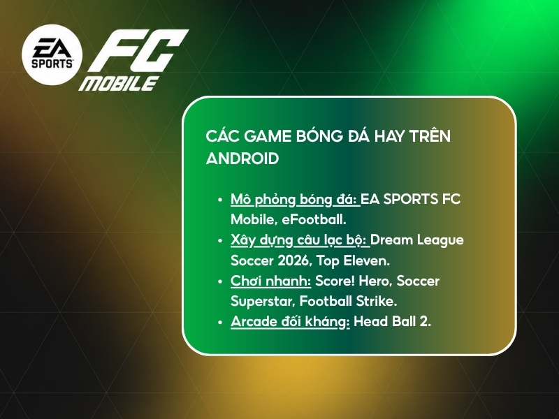 Các game bóng đá hay trên Android