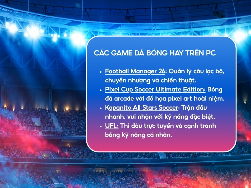 Các game bóng đá hay trên PC.